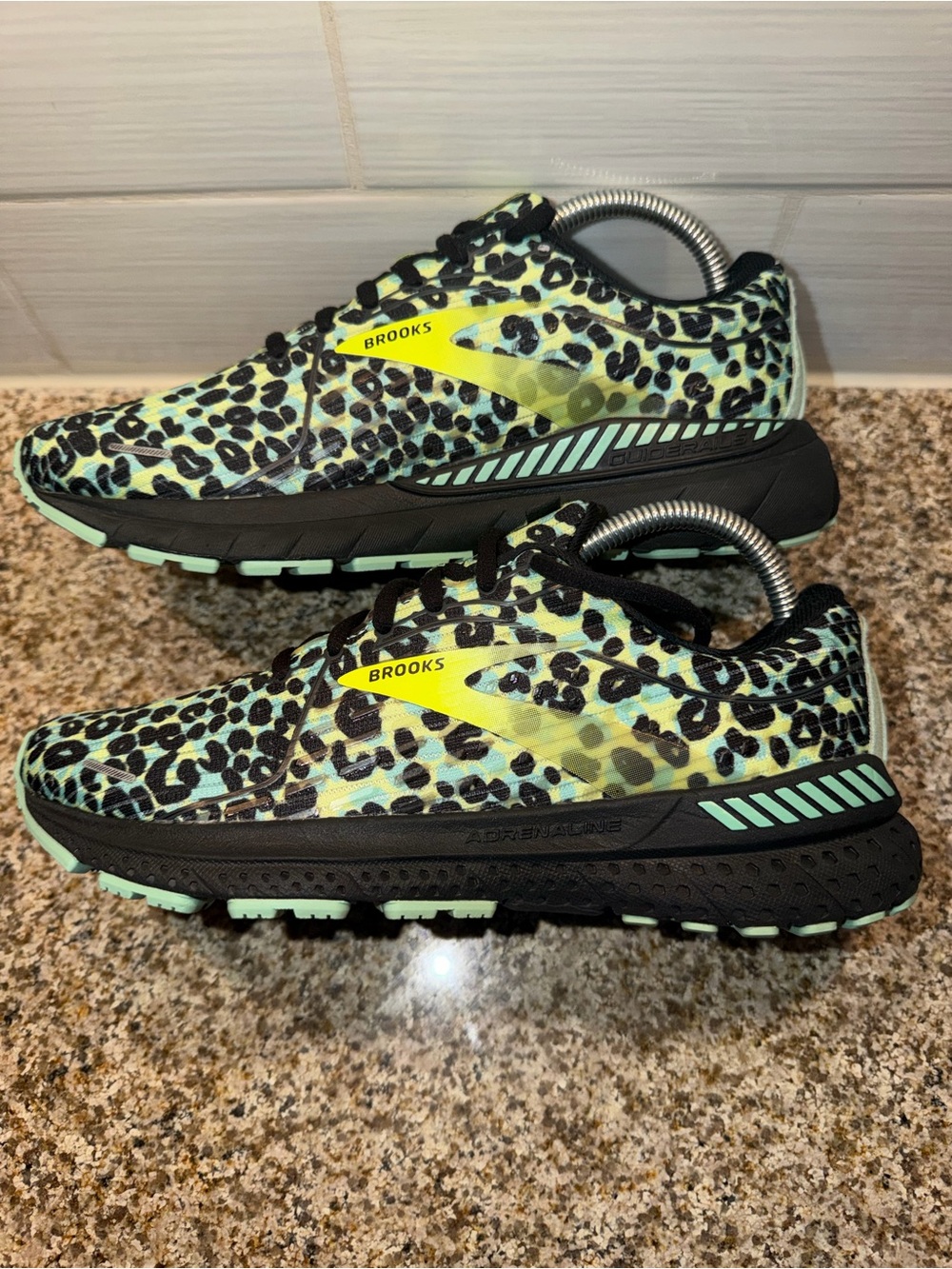 Brooks Women’s Neon Green Leopard Print Running Shoes